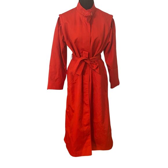 Vintage Misty Harbor Red Trench Coat Womens Size 8 Regular USA ILGWU Union Label - Picture 1 of 15